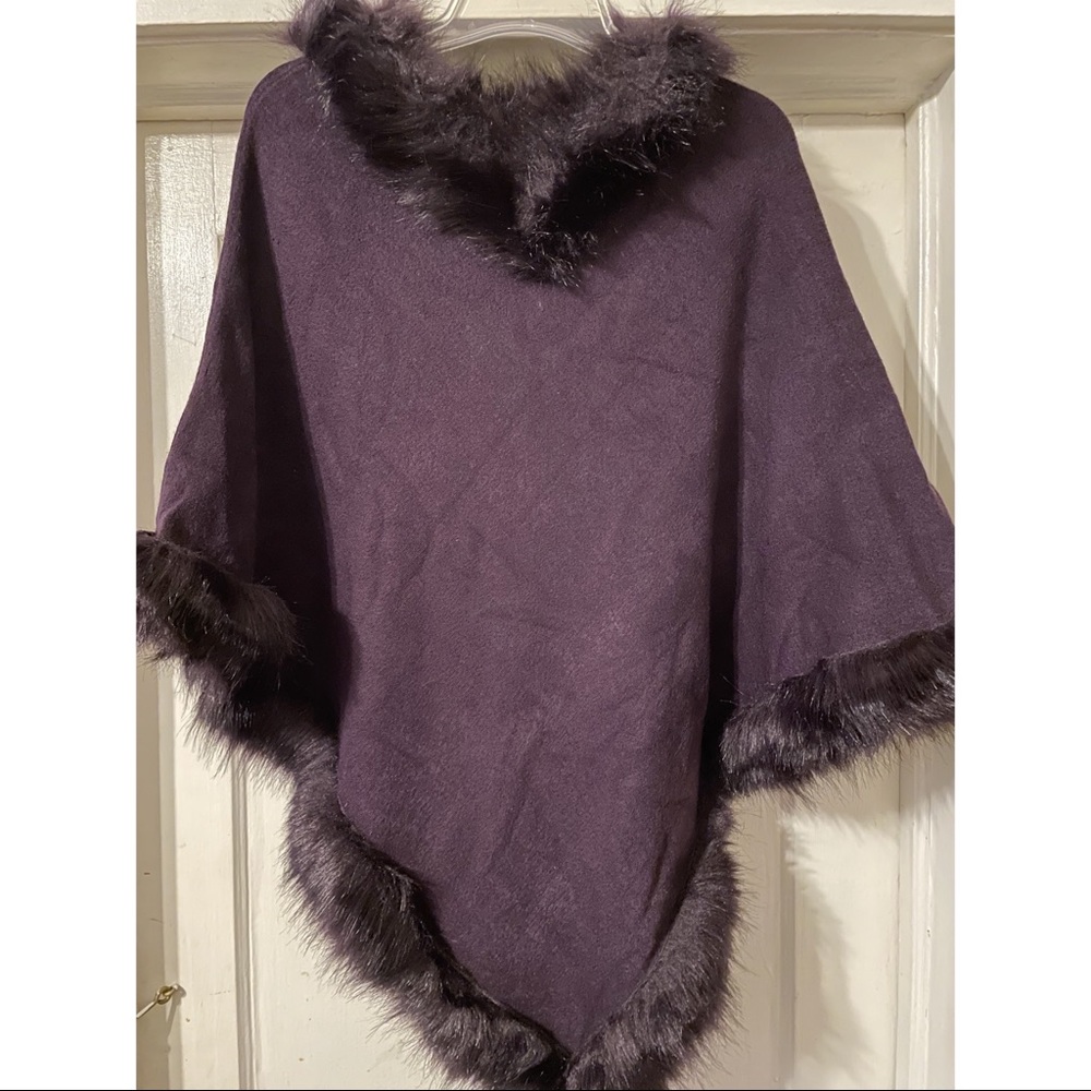 Purple Faux Fur Poncho